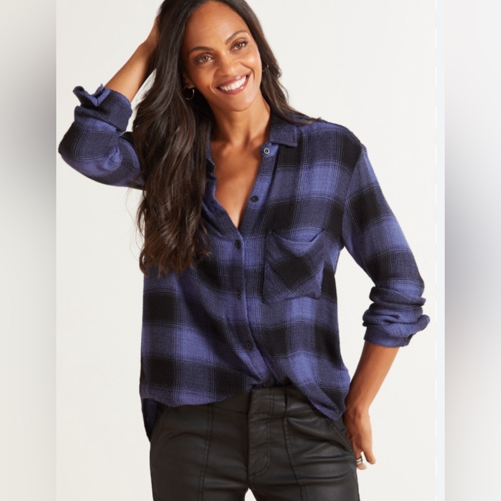 Cloth And Stone Midnight Plaid Button
Down - Blue Size XL